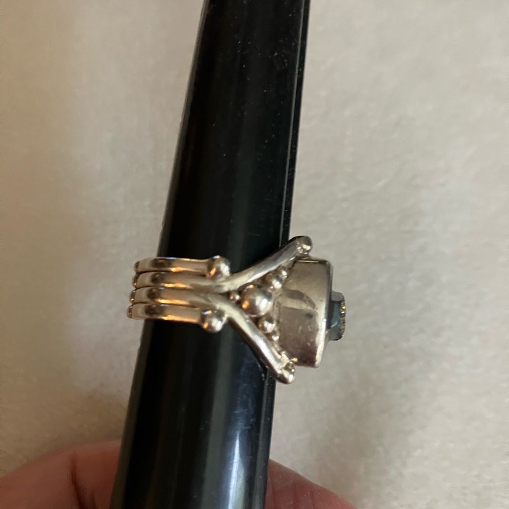 Sterling Silver Titanium Drusy 7.5 Ring - image 3